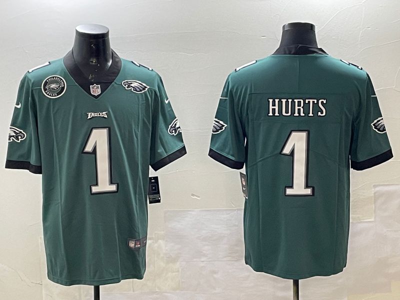 Men Philadelphia Eagles #1 Hurts Green 2025 Nike Vapor Limited NFL Jersey style 5